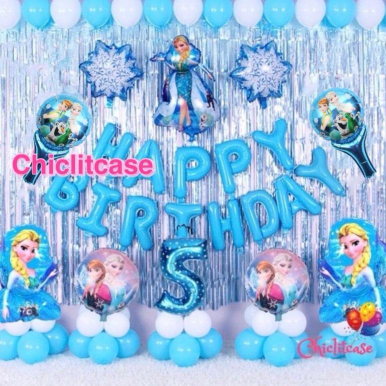 Paket dekorasi ulang tahun frozen premium tirai/dekorasi ulang tahun frozen