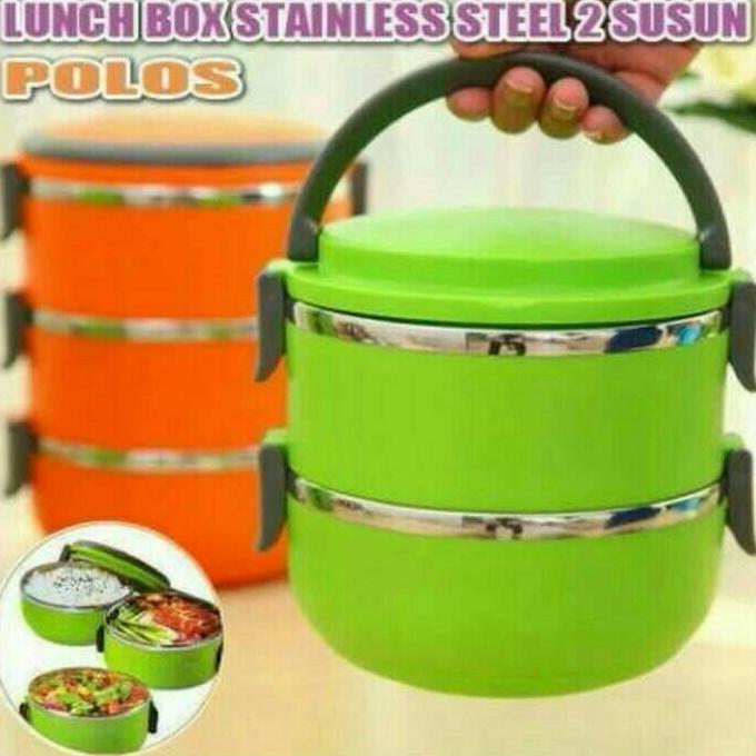 Lunch Box 2 Susun Polos - Rantang Makan Set 2 Tingkat - Tempat Bekal M