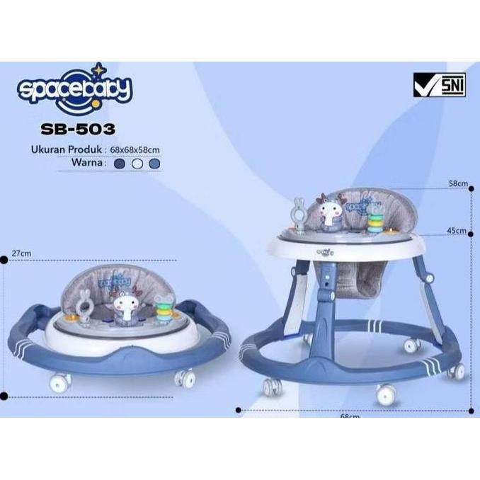 Baby Walker SPACEBABY Moo Moo Kereta Bulat Bayi Belajar Jalan