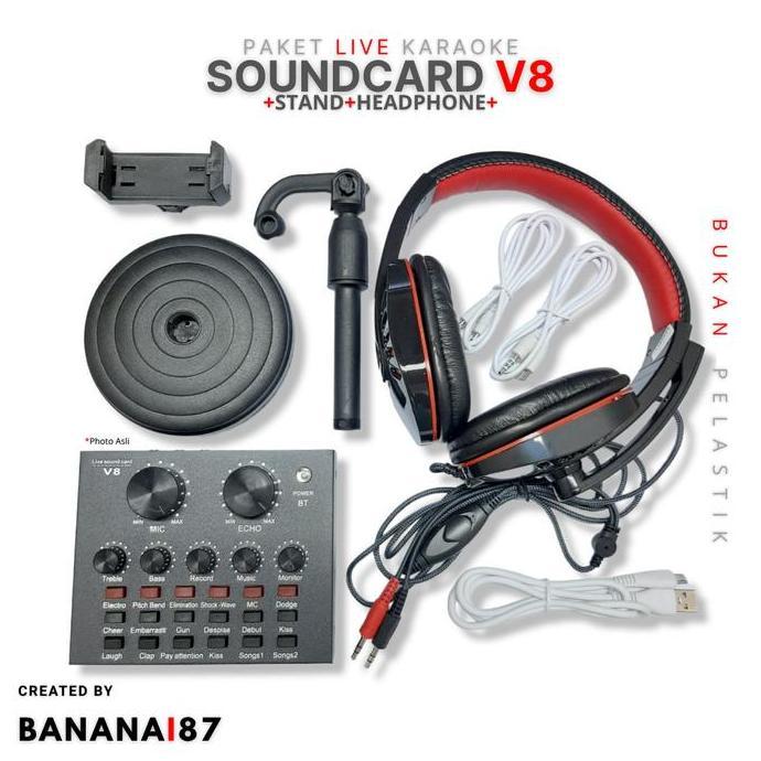 Alat Live Karaoke Mixer Sound card V8 Bluetooth Soundcard Audio Live Streaming Tiktok Youtube Smule 