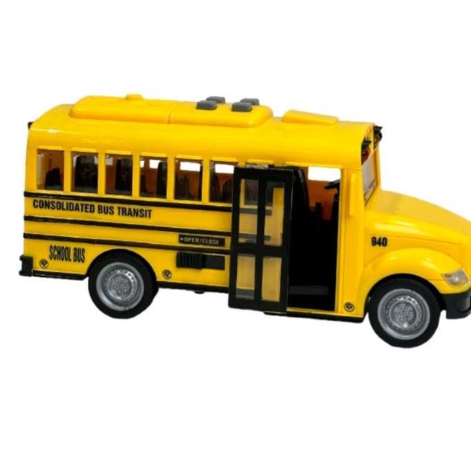 Diecast Mobil 1:20 City Action Friction School Bus Sekolah with Light & Sounds Diecast Pretend Play