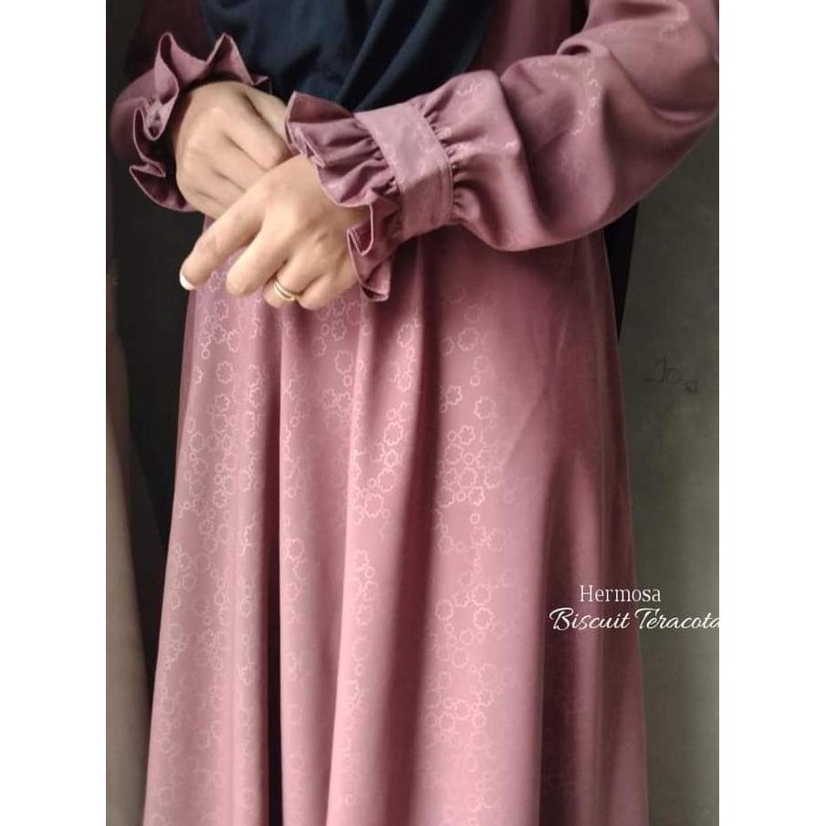[Gamis hermosa] GAMIS HERMOSA MOTIF GAMIS BISCUIT SEMUA WARNA (hitam, TERACOTA, HIJAU WARDAH, HIJAU 