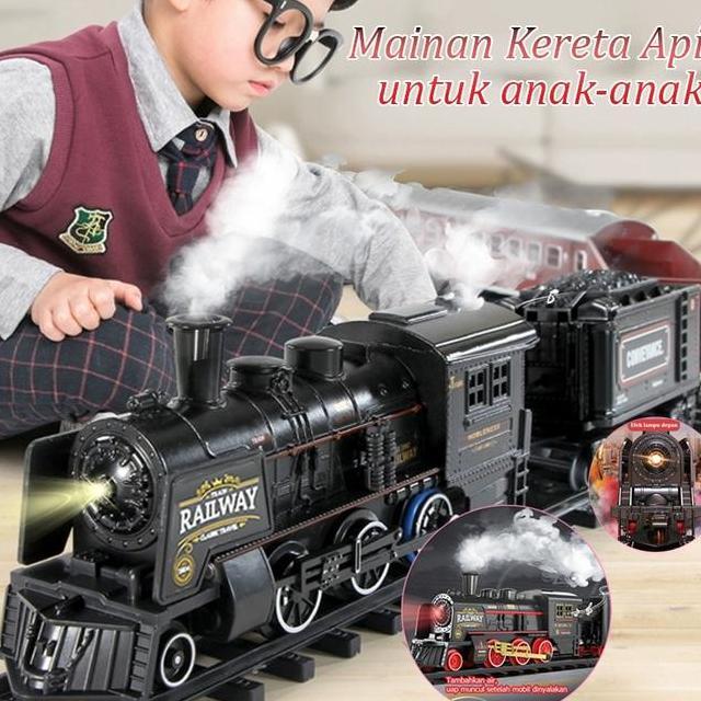 Kereta Api Mainan Elektrik Rail King Panjang Kereta Api 6 Gerbong 21 Rel Mainan Anak Laki Laki