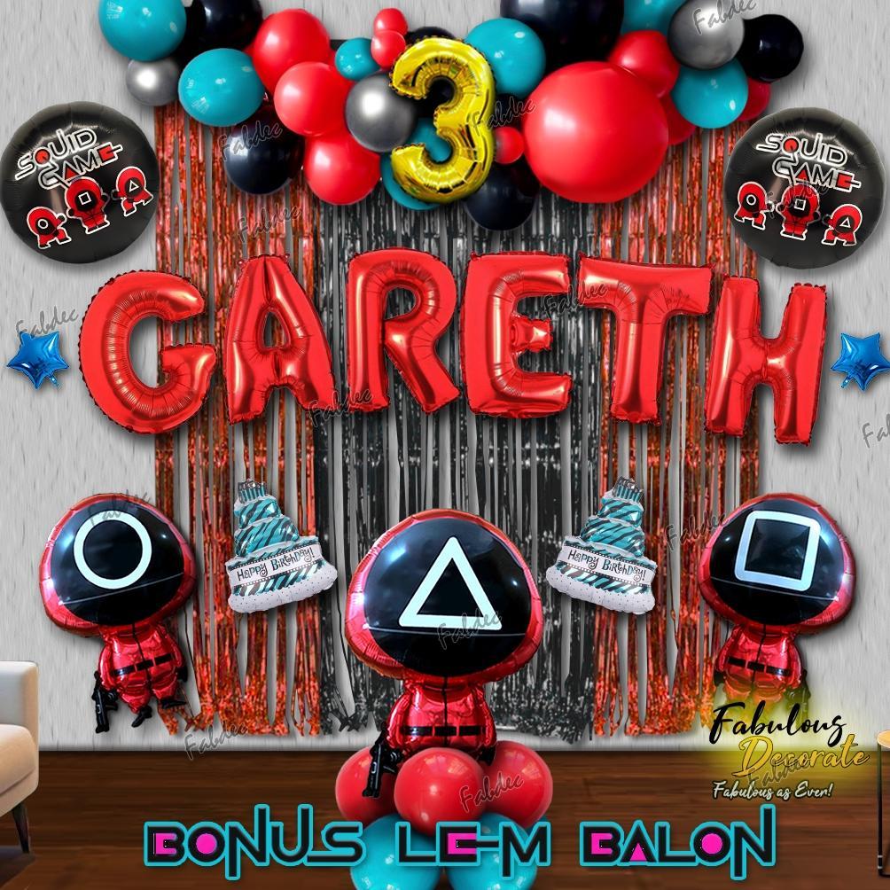 Fabulous Decorate Set Dekorasi Balon Squid Game / Balon Tema Squid Game / Balon Ulang tahun tema Squ