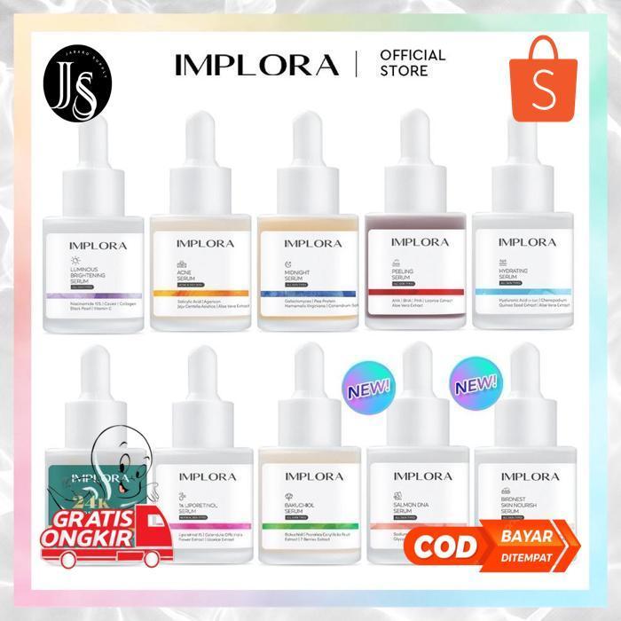 AZQ-16 IMPLORA Face Serum Indonesia / Luminous Brightening Acne Midnight Peeling Hydrating 24K Gold 