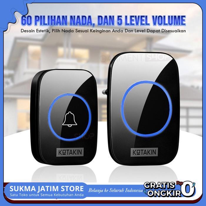 BEL RUMAH TANPA KABEL BELL PINTU WIRELESS WATERPROOF DOOR BELL DOUBLE PENCETAN SINYAL KUAT PREMIUM T