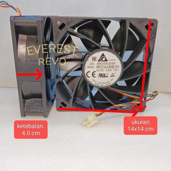fan DC 14x14 cm 12v/ kipas DC 12 vol 14 x 14 cm 9.0 amp