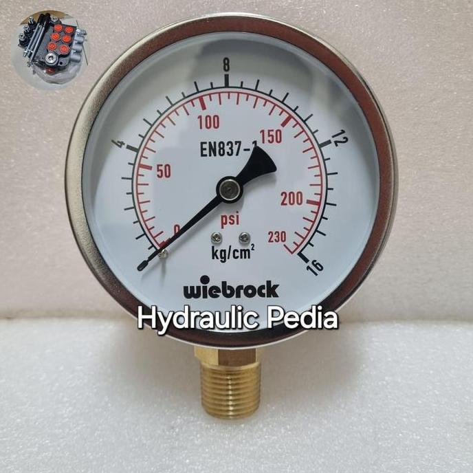 TERBARU - 16 Bar Pressure gauge 4 inch besi WIEBROCK // Manometer Gauge 4 inch 16 bar WIEBROCK