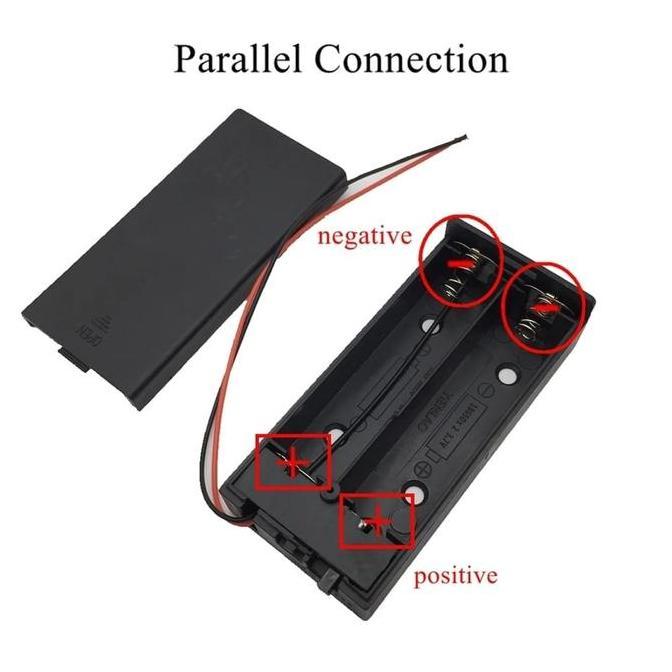 Holder Baterai 2 x 18650 PARALEL + Tutup + Saklar + Kabel