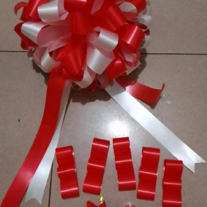 Miliki Pom Pom Gunting Pita Peresmian Kantor Bahan Pita Plastik Diameter 25Cm Kertas Biru