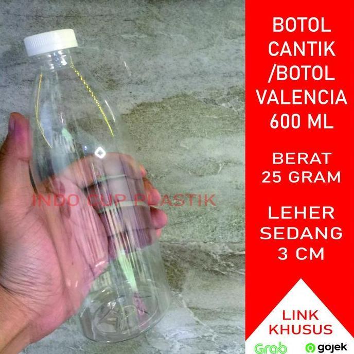 Botol Cantik 600 ml / Botol Plastik 600ml / Botol Valencia 600ml(25gr)