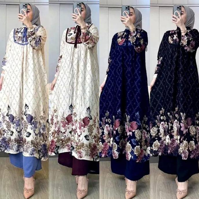 ZB- One SET Milea (TALI LEHER) Setelan Tunik Celana Setelan Wanita Baju Wanita Atas bawah Setelan Wa