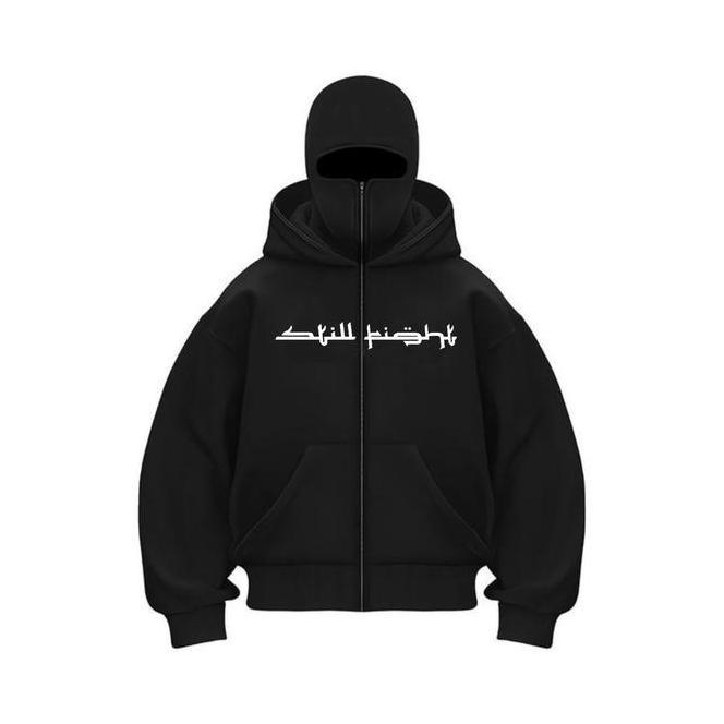 Hoodie Balaclava Zipper Jaket Boxy Hitam Endorfins Still Fight Hoodie Hooligan Sweater Pria Fleece L