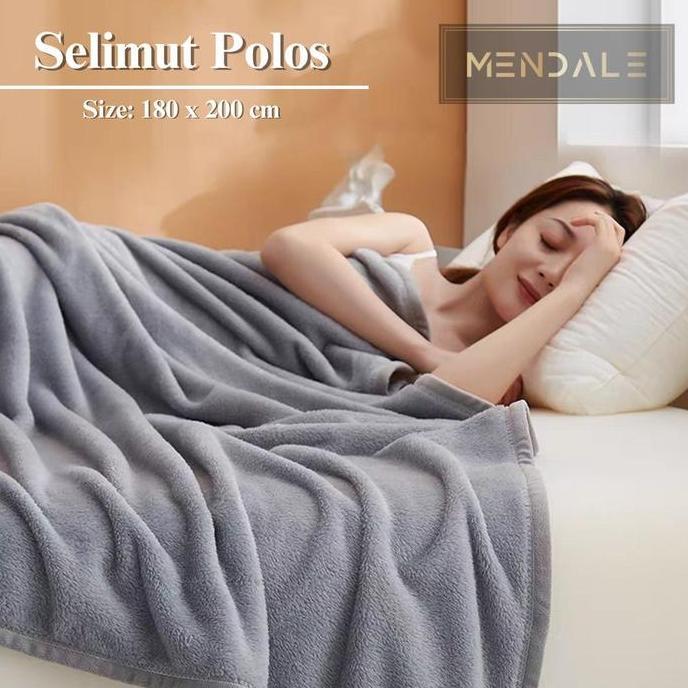 Selimut Bulu Lembut & Halus Pola Polos Uk Dewasa 180x200 cm