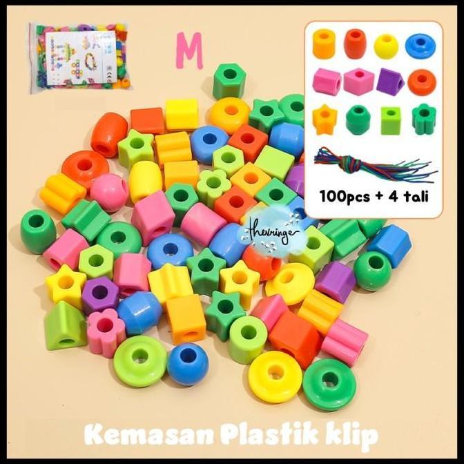 Paket Meronce Anak Paud Prasekolah Aktivitas Belajar Mainan Montessori