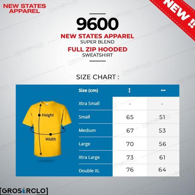 New States Apparel ( Nsa ) Jaket Zip Hoodie Polos 9600 Original