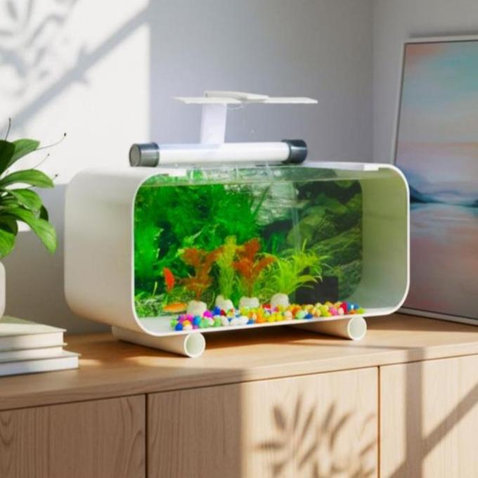 AQUARIUM MINI PERSEGI 35CM FULL SET BACKGROUD PERMANEN akrilik jumbo