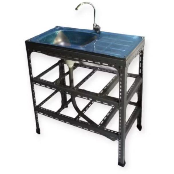 Paket Lengkap Kitchen Sink Bak Cuci Piring Wastafel Portabel 2 Rak 75cm