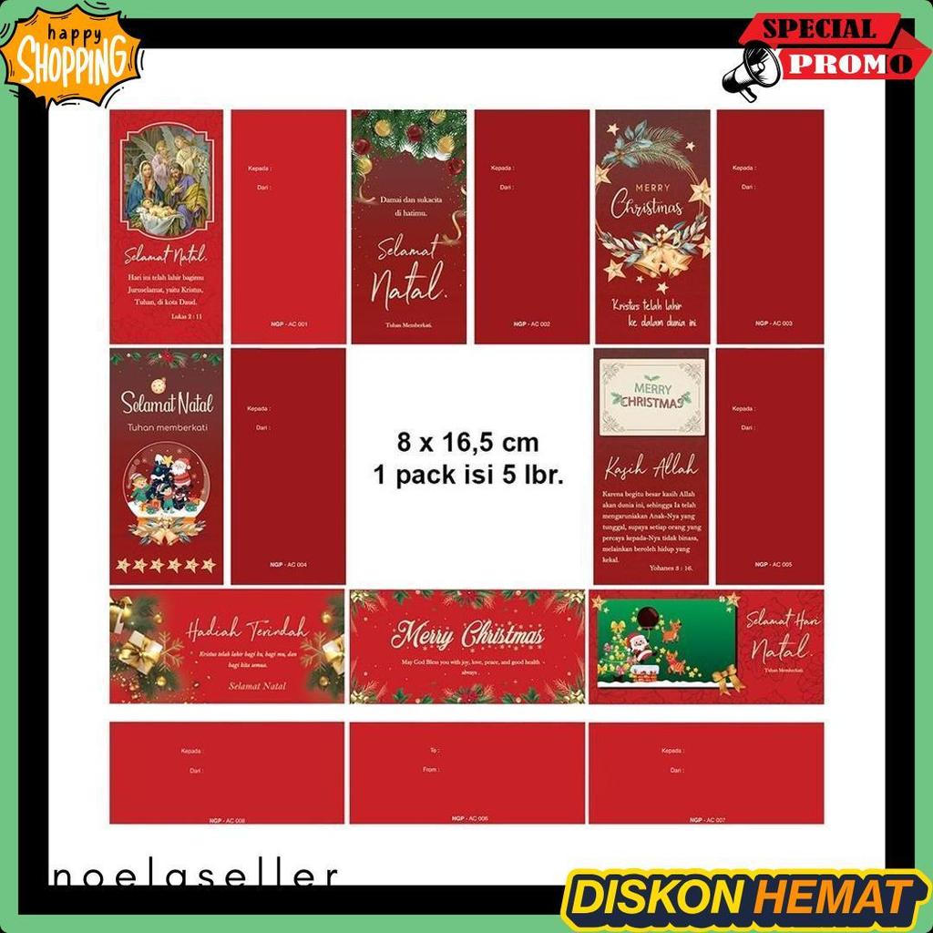 Cod Angpao Natal Isi 5 Amplop Natal Merah Motif Natal Murah