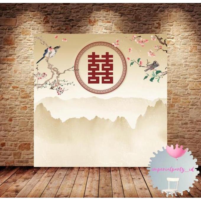 Terjangkau Custom Backdrop Banner Spanduk Lamaran Sangjit Tunangan Shuangxi 2
