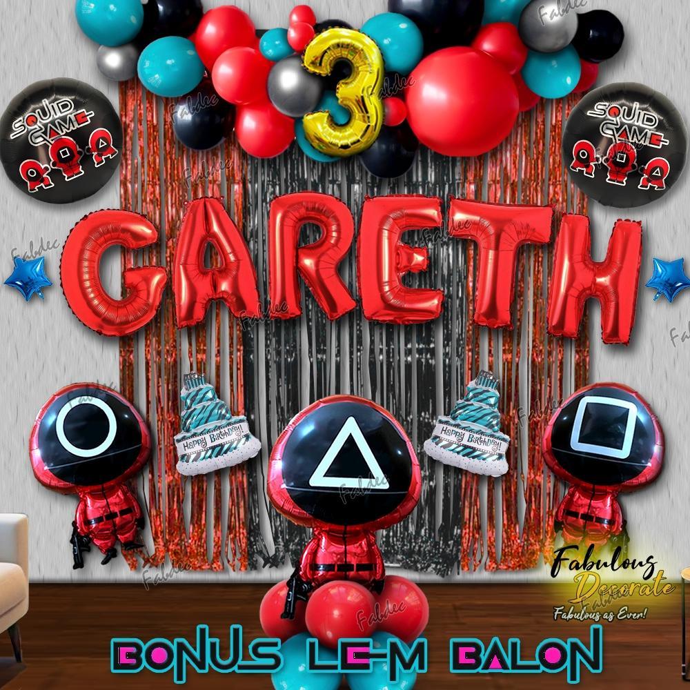 Fabulous Decorate Set Dekorasi Balon Squid Game / Balon Tema Squid Game / Balon Ulang tahun tema Squ