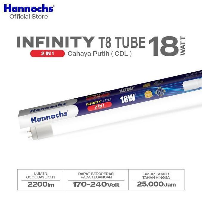 18W 18 Watt LAMPU TL LED HANNOCHS INFINITY 2 IN 1 T8 HANNOCHS LED T8 HANNOCHS INFINITY 2IN1 T8 HANNO