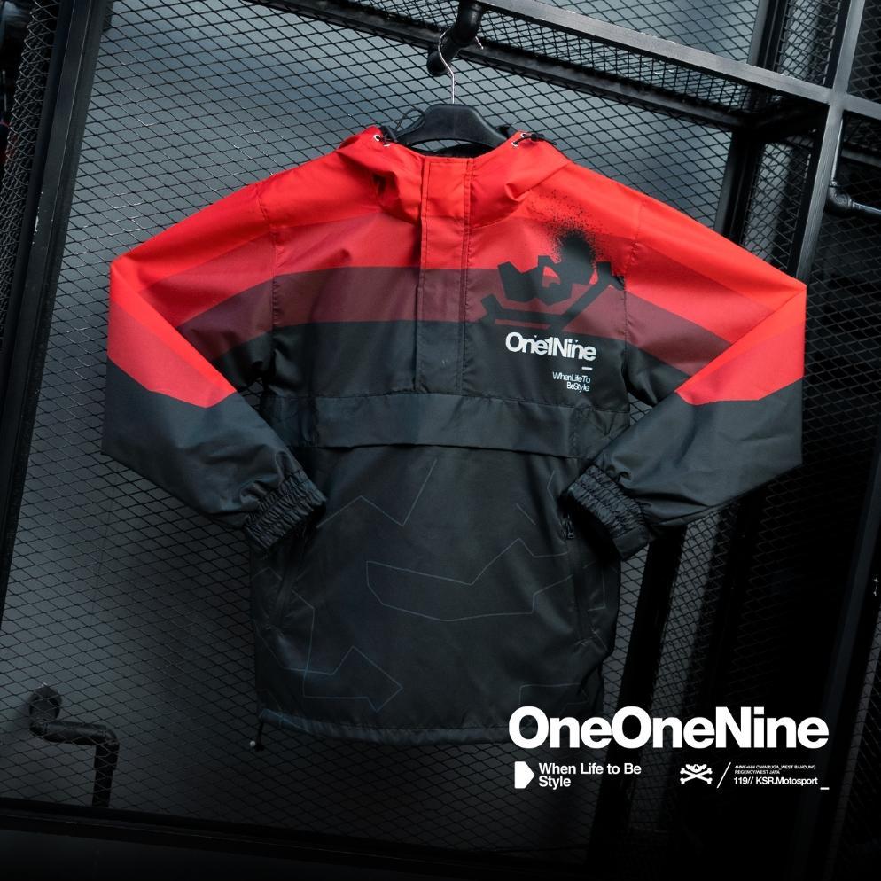 Oneonenine Ksr Jaket Big Pocket Flex Red - Jaket Motor Sport Camo Polyester Waterproof