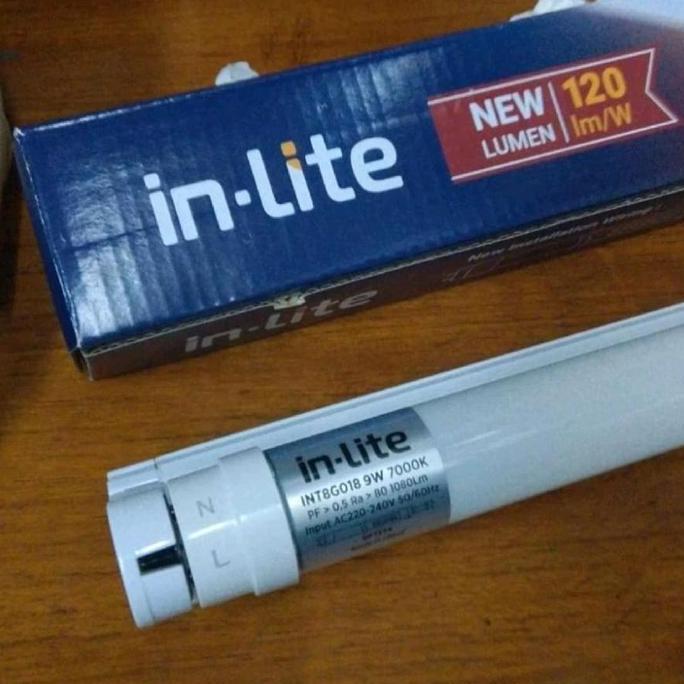 INT8G018 SET IN LITE LED KAP + LAMPU T8 SET 9W 60CM SINGLE ENDED INT8G018SET / 9W 9 Watt Lampu TL LE