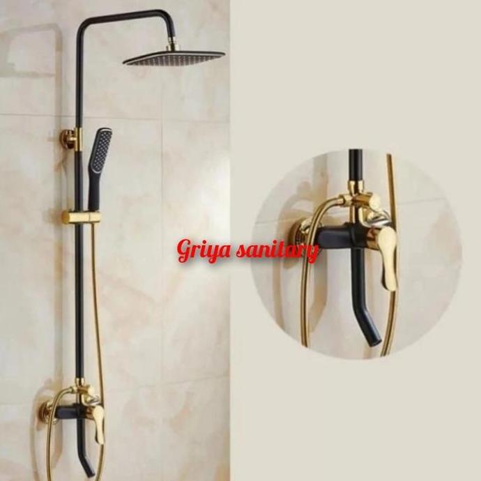 Shower Tiang Set Panas Dingin Black Gold / Shower Coulomn / Hitam Gold