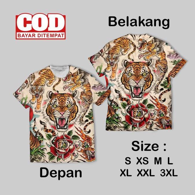 Kaos Fullprint Japanese Yakuza Tattoo Keren | Kaos AOP Japanese Yakuza Tattoo Depan Belakang