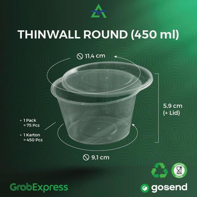 Thinwall cup 450ml/ Thinwall bowl/ Mangkuk Plastik 450ml - DUS