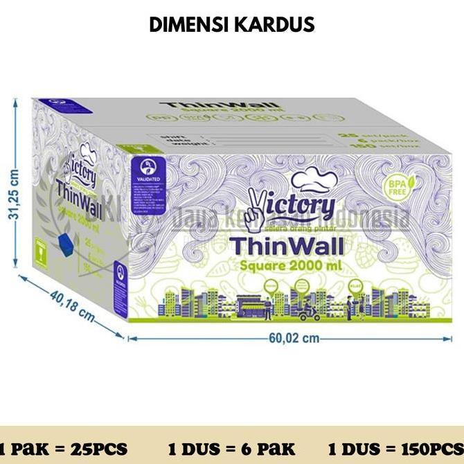 THINWALL SQUARE 2000 ML | KOTAK MAKAN BOX PLASTIK THIN WALL 2000ML