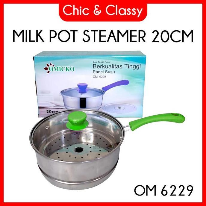 BISA KUKUS || Milk Pot Steamer 20Cm / Panci Kukus 20cm Steamer Panci Susu Milk Pot Saringan Multifun