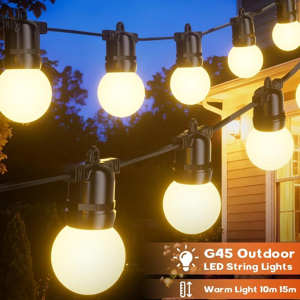 15 Meter Lampu Gantung Outdoor Taman Waterproof Lampu Cafe Outdoor Gantung Kuning Hangat Lampu Kompl