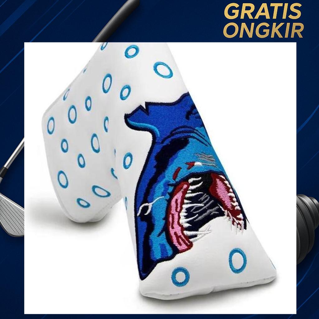 White Shark Putter Blade Golf Head Cover Golf Penutup Sarung Stick Golf Club