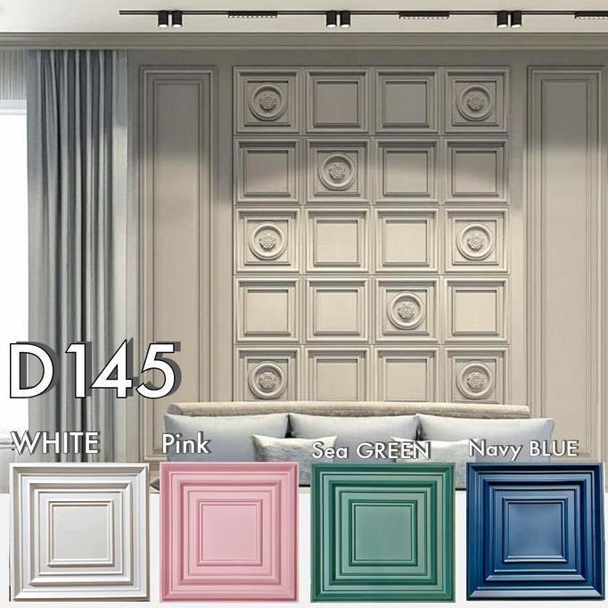 Promo 3D Wallpanel Wall Panel Pvc. Bukan Wallpaper, Sticker, Foam D145 White Green Kotak Pink Kamar 