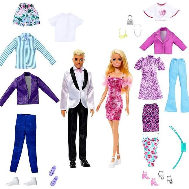 Barbie & Ken Doll Set with 2 Fashion Dolls, Clothes & Accessories