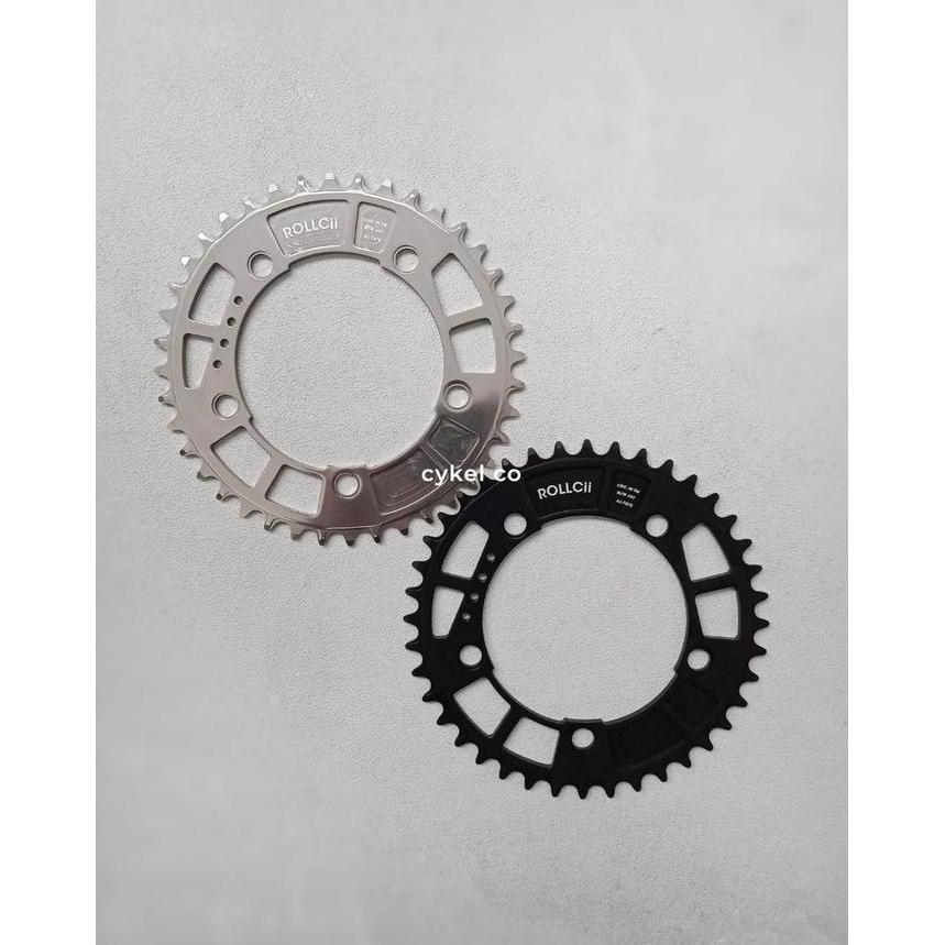 rollcii chainring narrow wide 40T BCD 110mm 5 bolt black polish silver