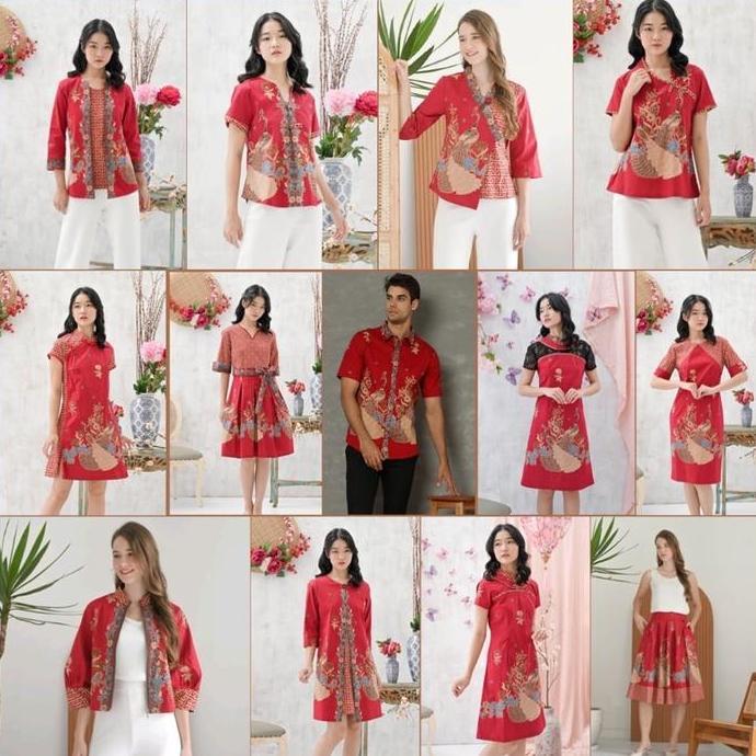 Imlek Series Bbb Red Couple /Baju Merah Batik Merah/ Baju Imlek/ Seragam Batik