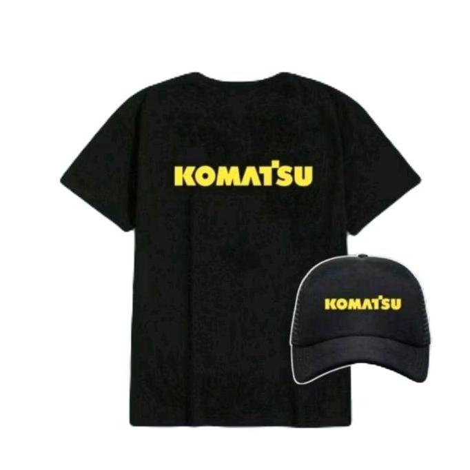 KAOS TULISAN KOMATSU BONUS TOPI // KAOS LENGAN PENDEK KOMATSU BONUS TOPI // KAOS TSHIRT KOMATSU GRAT