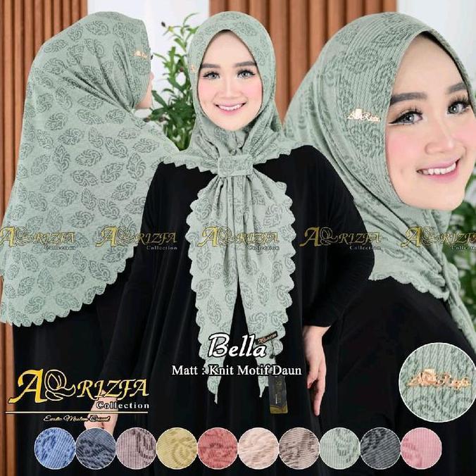 Hijab Segitiga PED BELLA GESPER Bahan Knit Motif Premium by Arrizfa Kerudung Wanita Panjang Nyaman L