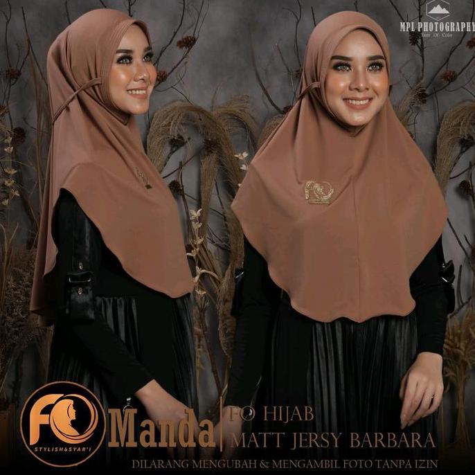 DEWISA SHOP- Hijab t Standar Bergo Nonpet Jersey Barbara Manda Ori Fo hijab Kerudung Muslim