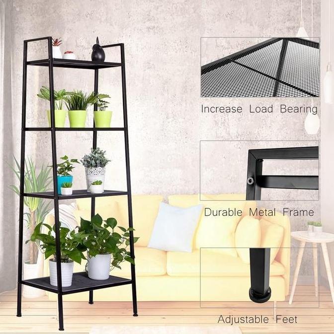 Elite Wood-Besi 5L Tingkat Rack Metal Tempat Penyimpanan Serbaguna Rak Susun Besi Putih&Hitam Storag