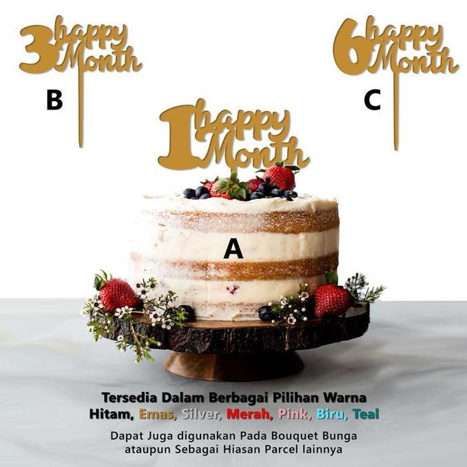 Promo Cake Topper - HAPPY 1 MONTH / 3 MONTH / 6 MONTH - Kue Ulang tahun bayi COD