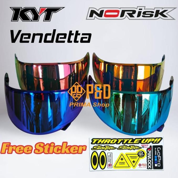 Kaca Helm KYT Vendetta 2 all Size, Visor Kyt Vendetta 2 Flat Visor Iridium