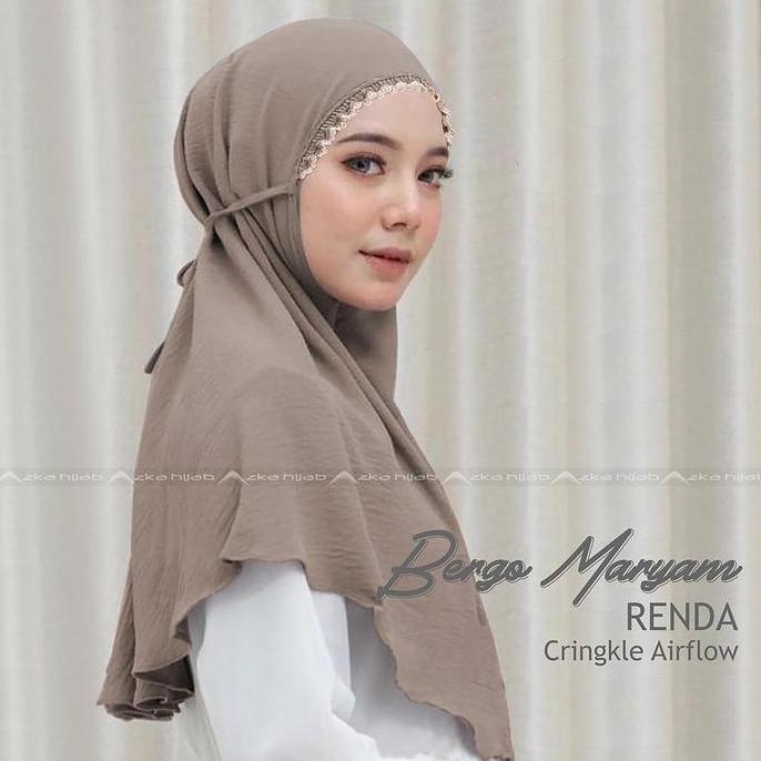 JILBAB BERGO MARYAM RAYON CRINGKLE AIRFLOW PREMIUM RENDA KERUT Crinkle Nyaman Lembut Muslim Kerudung