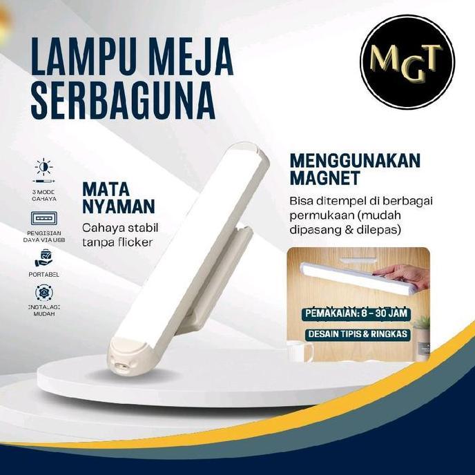 BEBAS ONGKIR - MGT Lampu Belajar Tempel LED Meja Belajar Kerja Lemari 3 Warna Putih Warm White Natur