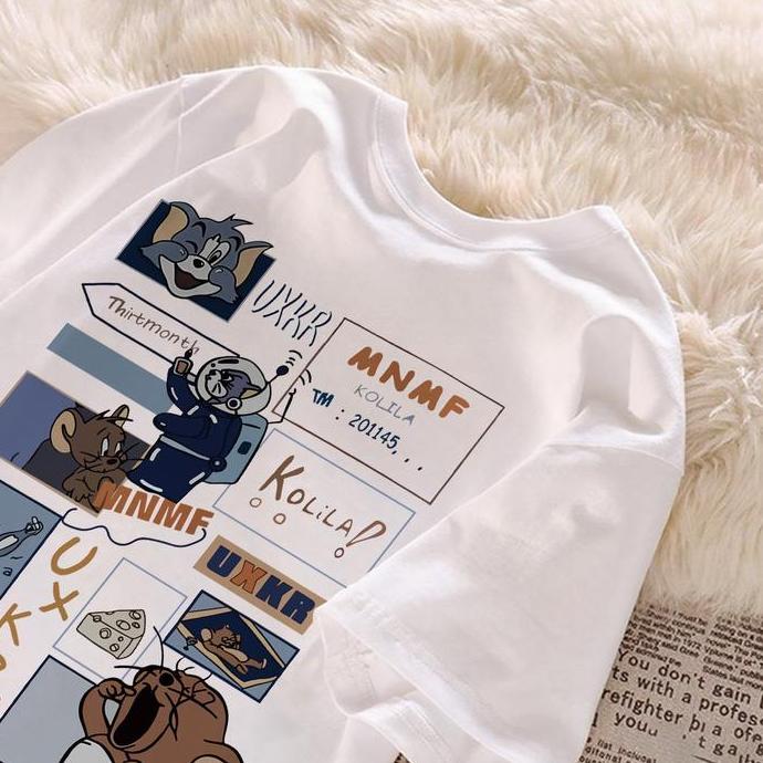 DE169 >> seoulprint S814 Khaki Hitam Putih Biru Anime Cartoon Print Pattern Oversize Pria Model Regu