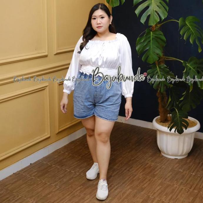 DB233 >> LD 130 Atasan Wanita Jumbo Blouse Big Size LAURA Karet Panjang Baju Casual