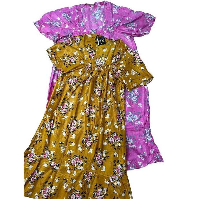 DV363 - Dress Daster Diandra Pendek Motif Bunga LILY BAHAN RAYON Wanita